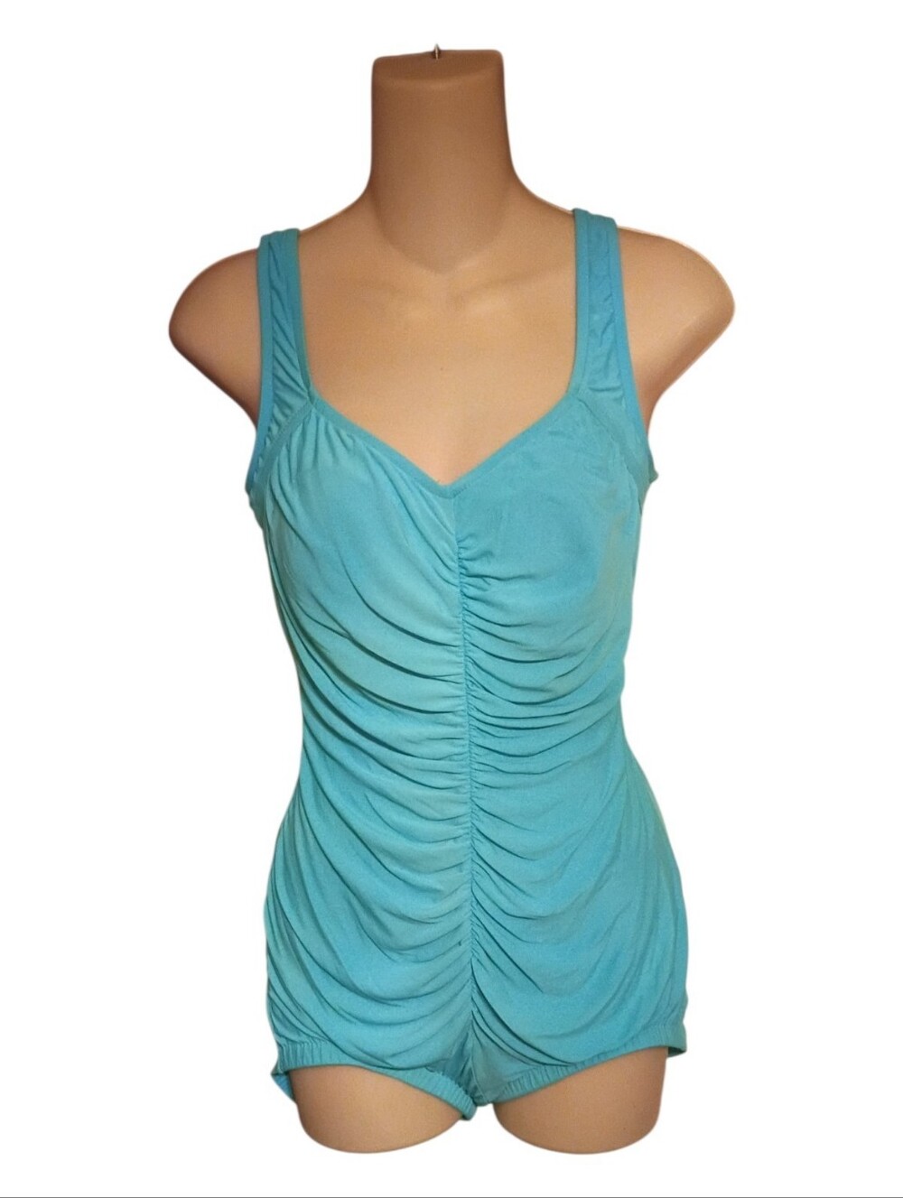 Turquoise Ruched Tank Swimsuit